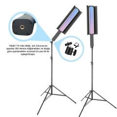 Gdx LP550 RGB Fotoğrafçılık ve Video için Renkli Işık Çubuğu İkili Set