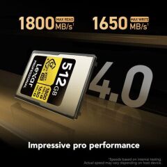 Lexar 512GB Profesyonel CFexpress Type-A | Gold (1800MB/s - 1650MB/s)