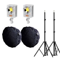 Gdx ML230W Bicolor Video Led 90cm Parabolic Softbox 260cm Işık Ayaklı İkili Sürekli Işık Seti