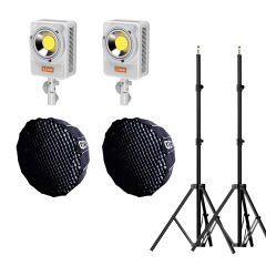 Gdx ML230W Bicolor Video Led 65cm Parabolic Softbox 260cm Işık Ayaklı İkili Sürekli Işık Seti