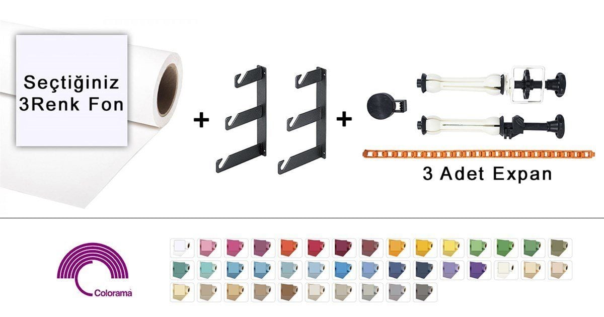 Coloroma Kağıt Fon 3'lü Tam Set