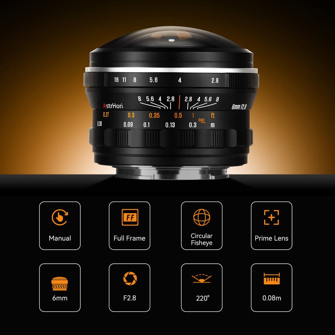Astrhori 6mm f/2.8 Full-Frame – yakın plan görseli Astrhori 6mm f/2.8 Full-Frame yakın plan görseli