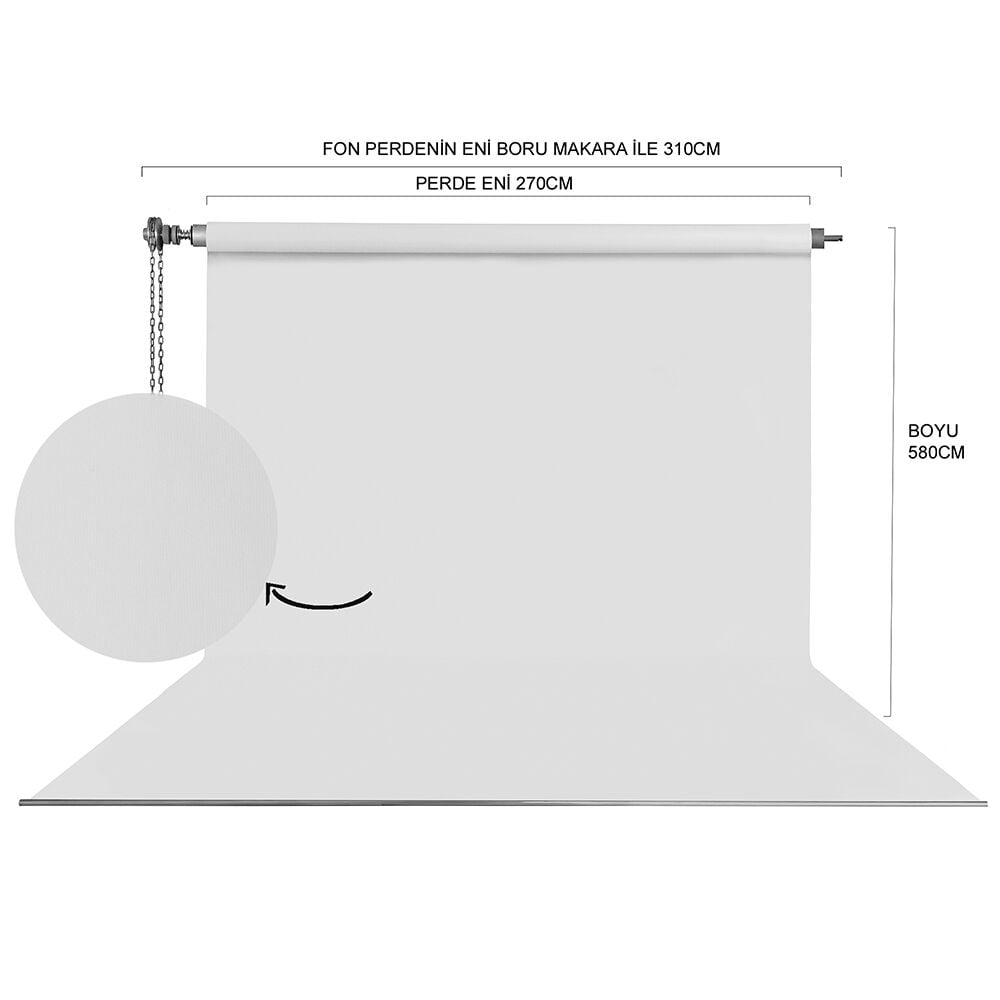 Stüdyo Teknik 270X580Cm Beyaz Fon Perde – detay görseli Stüdyo Teknik 270X580Cm Beyaz Fon Perde detay görseli