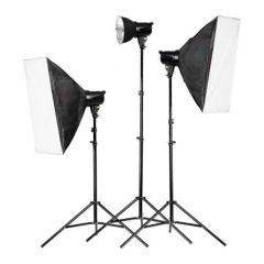 YF Nice 400 valt 3 lü paraflaş set + 135 x190 storlu fon perde çekim seti