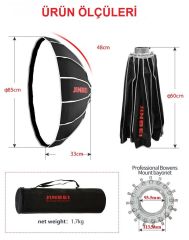 JINBEI BE-Ø85cm Gümüş Octagon Hızlı Açılan Softbox