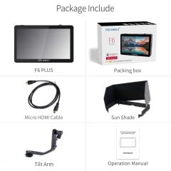 FEELWORLD F6 PLUS 6 inç  3D LUT Kamera  Alan Monitörü 1920x1080 HD 4K HDMI