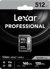 Lexar Professional Silver Series 512 GB 1066X SDXC Hafıza Kartı(160MB/S-120MB/S)