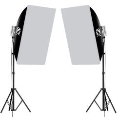 Gdx XL-Kit 2 COB LED Youtube Sürekli Video ve Fotoğraf Işık İkili Set + Gdx BW-6090 Softbox