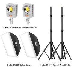 Gdx XL-Kit 2 COB LED Youtube Sürekli Video ve Fotoğraf Işık İkili Set + Gdx BW-6090 Softbox