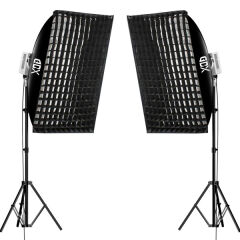 Gdx XL-Kit 2 COB LED Youtube Sürekli Video ve Fotoğraf Işık İkili Set + Gdx BW-6090 Gridli Softbox