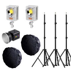 Gdx XL-Kit RGB 3 COB LED Sürekli Video ve Fotoğraf Işık Seti + QPG65 Parabolik Gridli 65cm Softbox