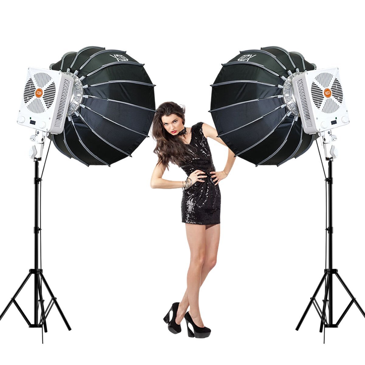 Gdx XL230W Bicolor Video Led 65cm Parabolic Softbox 260cm Işık Ayaklı İkili Sürekli Işık Seti