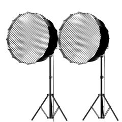 Gdx XL230W Bicolor Video Led 65cm Parabolic Softbox 260cm Işık Ayaklı İkili Sürekli Işık Seti