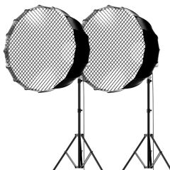 Gdx XL230W Bicolor Video Led 120cm Parabolic Softbox 260cm Işık Ayaklı İkili Sürekli Işık Seti
