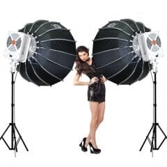 Gdx XL230W Bicolor Video Led 120cm Parabolic Softbox 260cm Işık Ayaklı İkili Sürekli Işık Seti