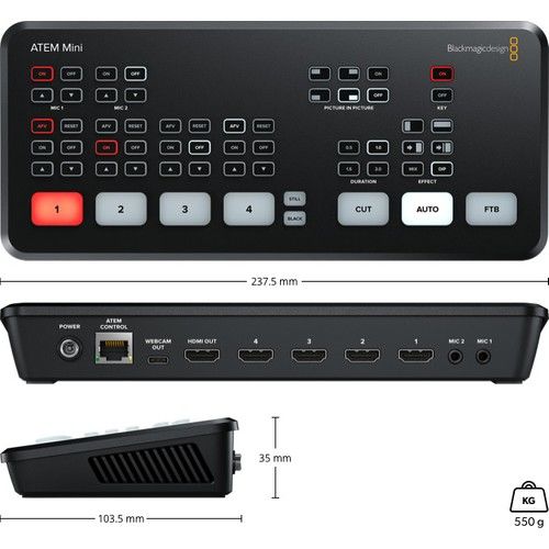 Blackmagic Atem Mini – yakın plan görseli Blackmagic Atem Mini yakın plan görseli