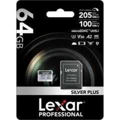 Lexar Professional 64GB 205 MB/s Silver Plus Micro SD Hafıza Kartı
