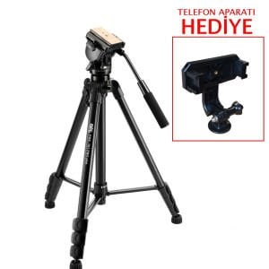 PDX 701 PRO Plus Profesyonel Hidrolik Kafa Tripod Telefon Aparatı Hediye