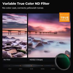 K&F Concept 55mm NANO-X ND2-32  (1-5 Stop) True Color Ultra  Değişken Filtre