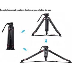 Miliboo MTT609A Hidrolik Kafalı Profesyonel Alüminyum Video Tripod