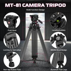 Ulanzi MT-81 Alüminyum 360° Fluid Kafalı Video Tripod