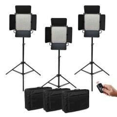 GDX CF-Led 1024W 3'lü Sürekli Video Panel Led Işık Seti