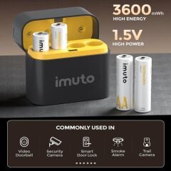 Imuto 3600mWh AA Şarj Edilebilir Lityum Pil Seti (4’lü) Hızlı Şarj Cihazı
