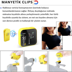 Lensgo 348C Kablosuz Yaka Mikrofon Seti + 32GB MicroSD Kart – Telefon & Kamera Uyumlu
