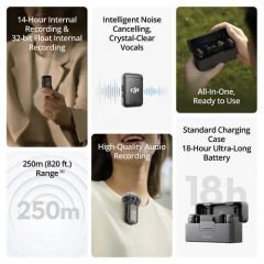 DJI Mic 2 Kompakt Dijital Kablosuz Mikrofon Sistemi (2 Kişilik)(HEMEN KARGO)