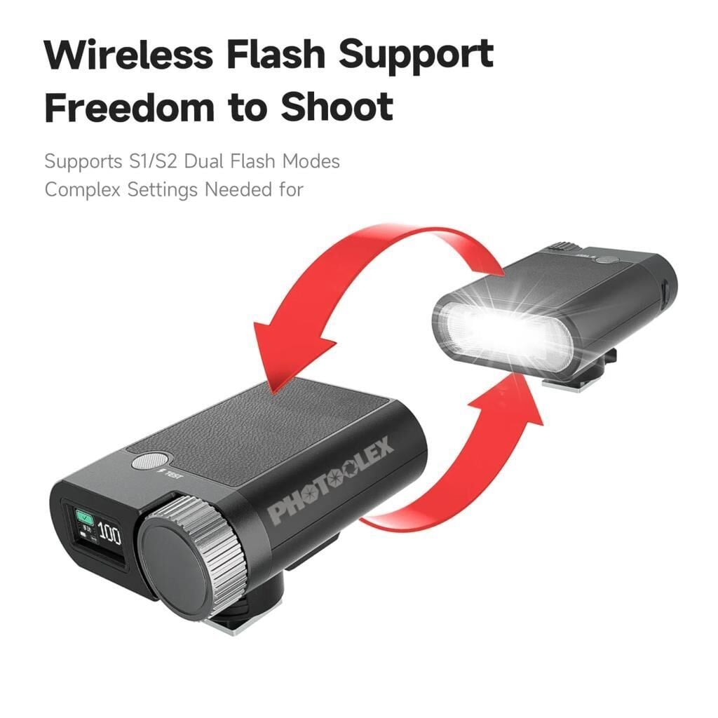 Photoolex G1 Mini Speedlite – farklı açıdan görünüm Photoolex G1 Mini Speedlite farklı açıdan görünüm