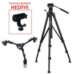 PDX 707 Pro Tripod + PDX 901 Dolly Tekerlek (Telefon Aparatı Hediyeli)