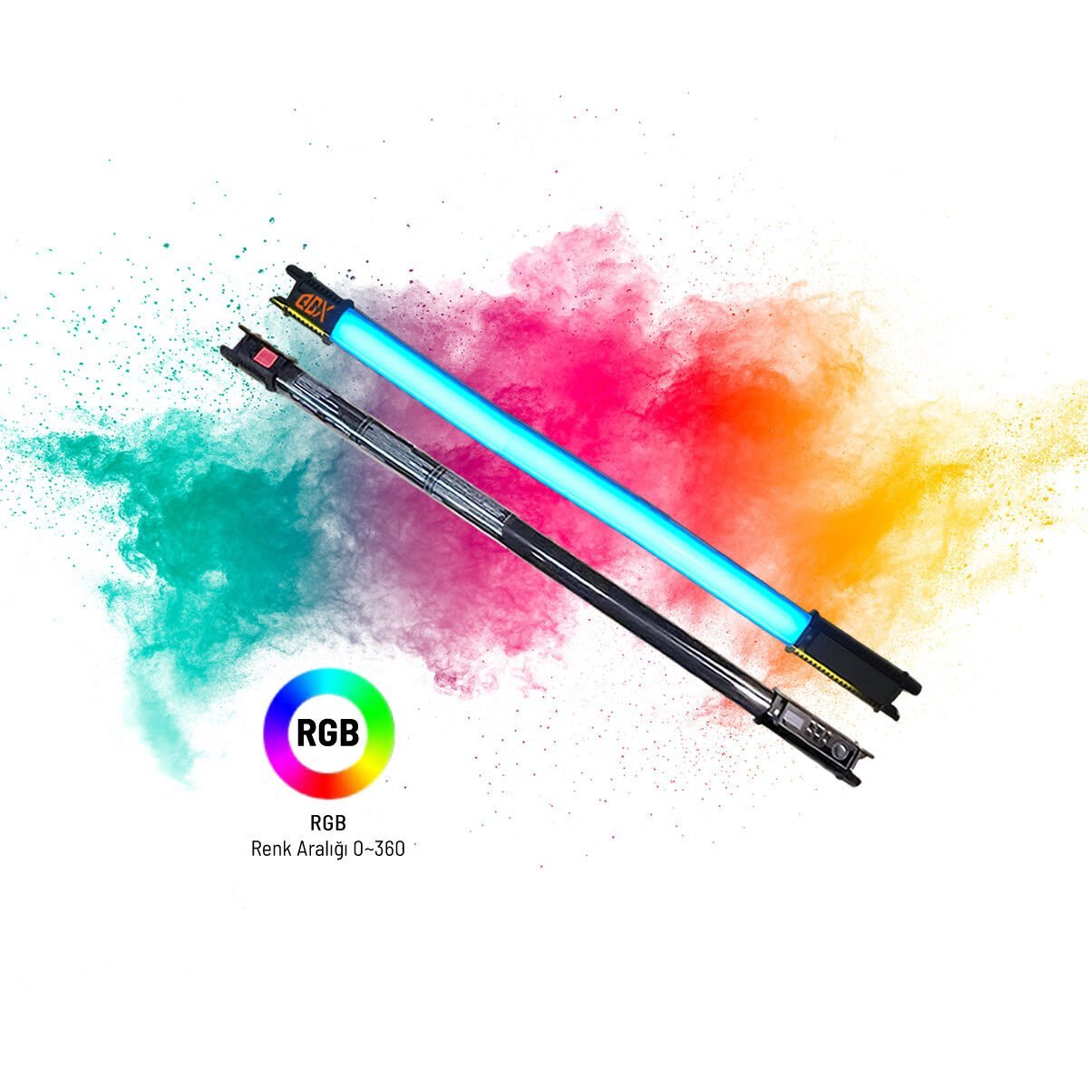 Gdx TB-60 RGB 30W Youtube Canlı Yayın Arka Plan Renkli Dolgu Işığı Led Tüp Işık (Uzunluk: 60 cm)