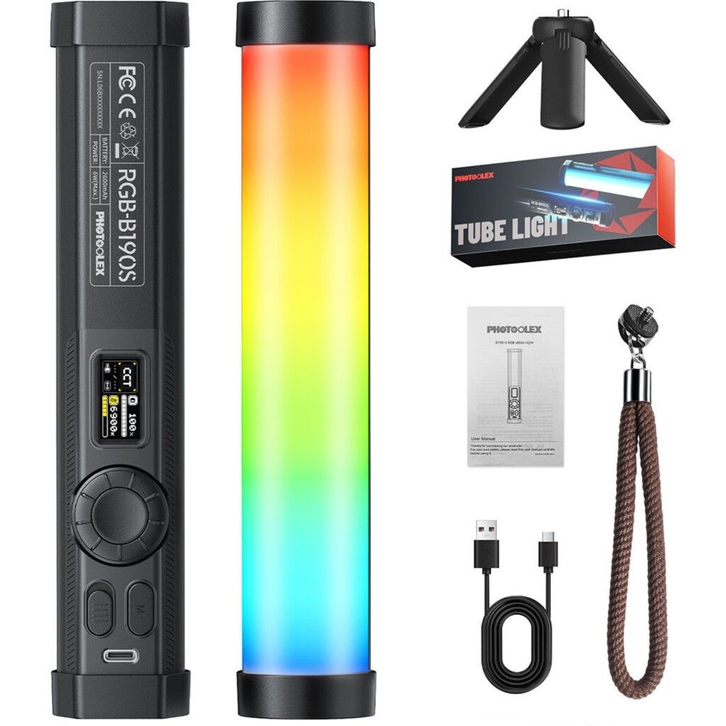 Photoolex B190S RGB LED Tube Light – yakın plan görseli Photoolex B190S RGB LED Tube Light yakın plan görseli
