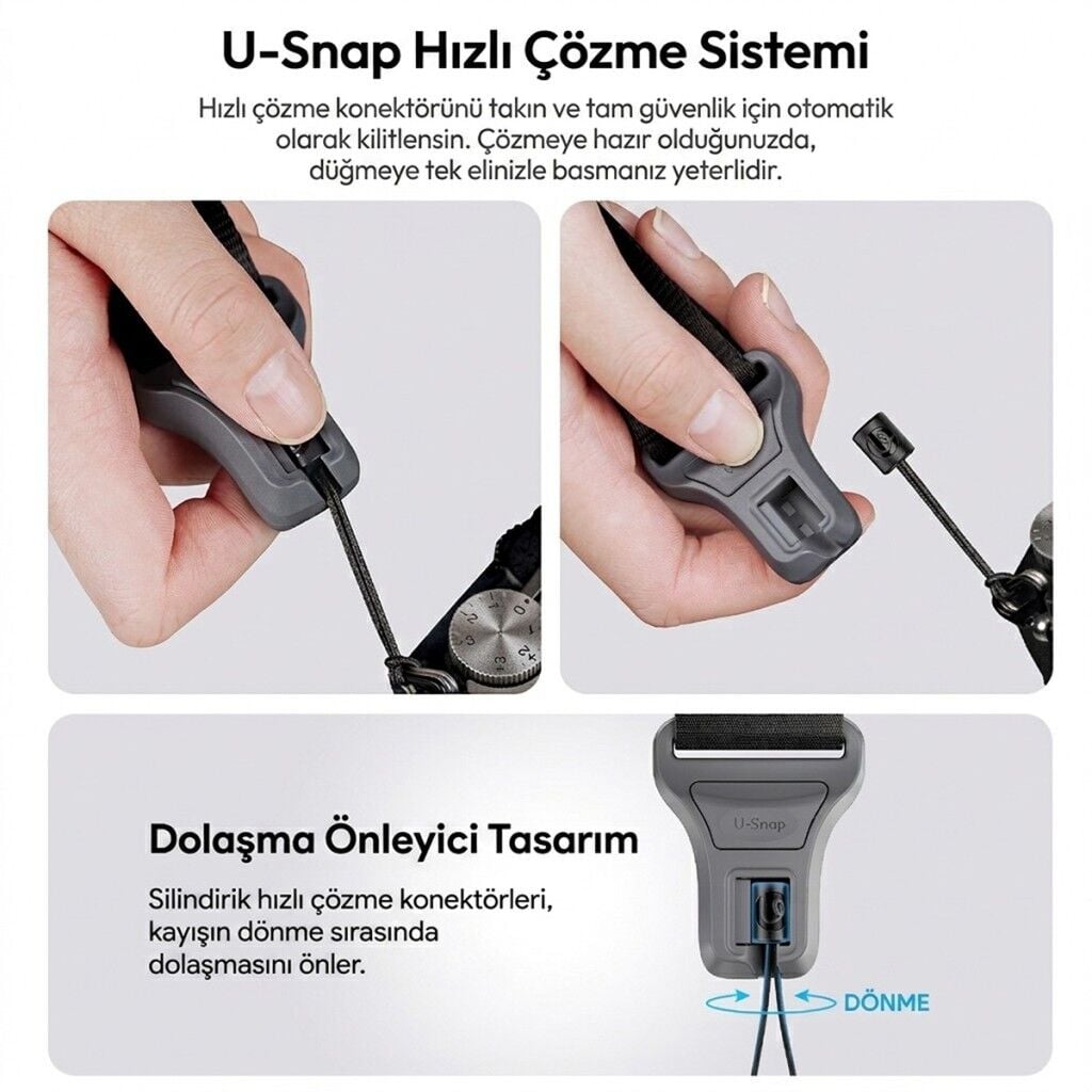 Ulanzi CSS1 U-Snap Kamera Omuz Askısı Shadow Black – farklı açıdan görünüm Ulanzi CSS1 U-Snap Kamera Omuz Askısı Shadow Black farklı açıdan görünüm