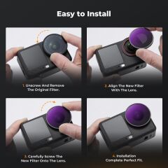 K&F NANO-X ND8 ND16 ND32 ND64 4'lü Filtre Kiti DJI Osmo Action 6 ile uyumlu  Çok Katmanlı Kaplamalı Işık Azaltma Pozlama Kontrolü Optik Cam Filtreler