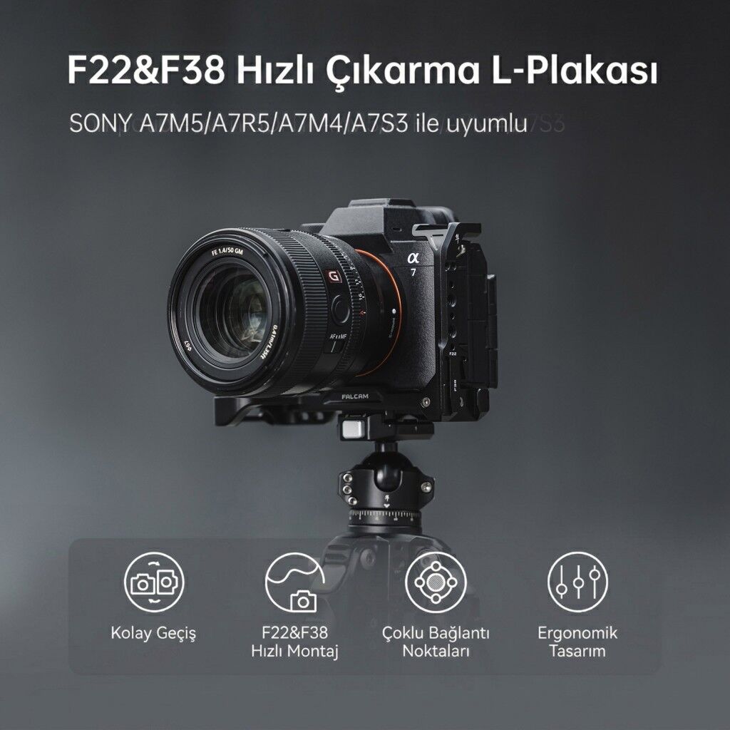 FALCAM F22 F38 Quick Release L Bracket A7M4 A7S3 A7R5 – farklı açıdan görünüm FALCAM F22 F38 Quick Release L Bracket A7M4 A7S3 A7R5 farklı açıdan görünüm