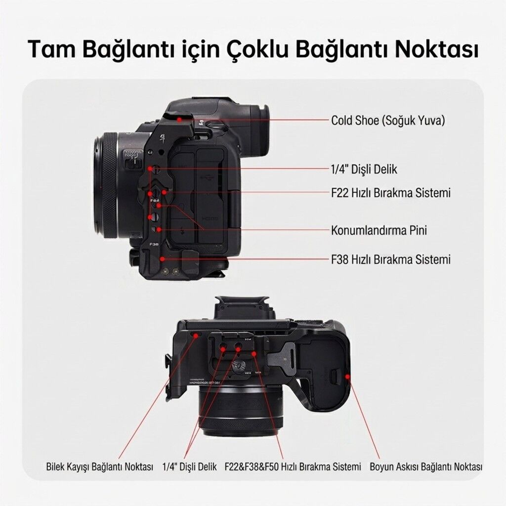 FALCAM F22 F38 F50 Quick Release Kamera L Bracket – farklı açıdan görünüm FALCAM F22 F38 F50 Quick Release Kamera L Bracket farklı açıdan görünüm