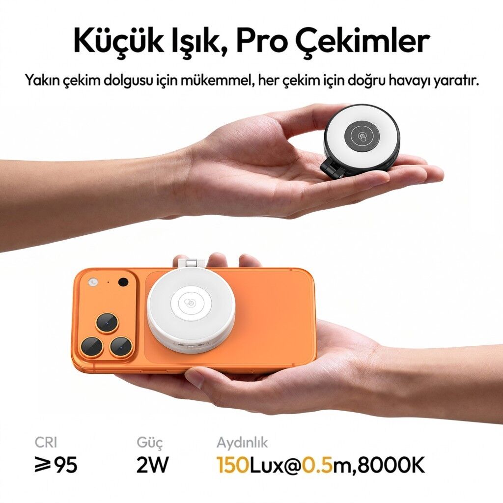 Ulanzi LM21 Manyetik LED – farklı açıdan görünüm Ulanzi LM21 Manyetik LED farklı açıdan görünüm