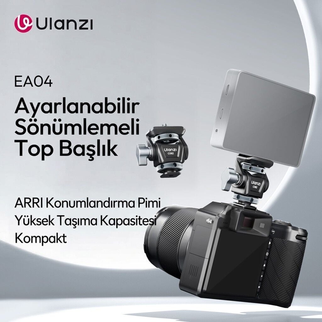 Ulanzi CO82 Adjustable Damping Ball Head – farklı açıdan görünüm Ulanzi CO82 Adjustable Damping Ball Head farklı açıdan görünüm