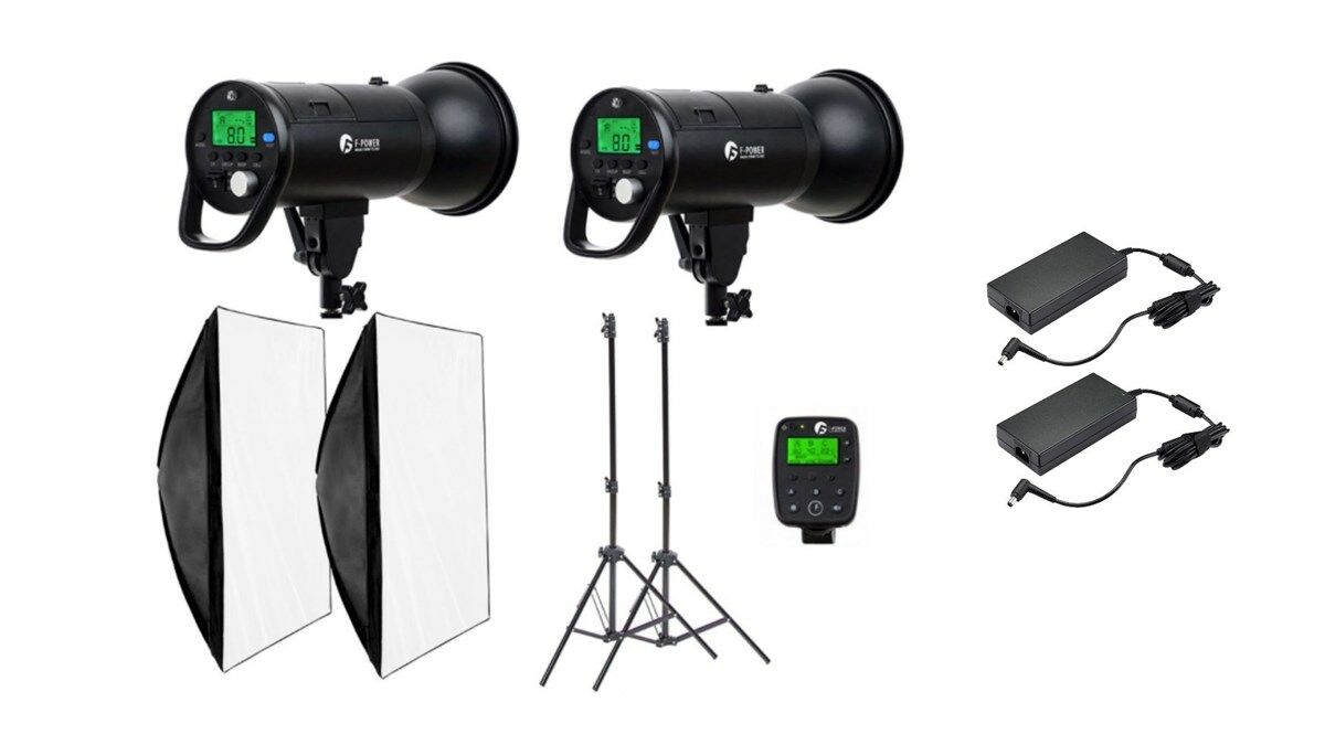 F-Power 500W Akülü Paraflaş HSS (1/8000) 2'li SET ( ELEKTRİK ADAPTÖRLÜ )