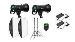 F-Power 500W Akülü Paraflaş HSS (1/8000) 2'li SET ( ELEKTRİK ADAPTÖRLÜ )