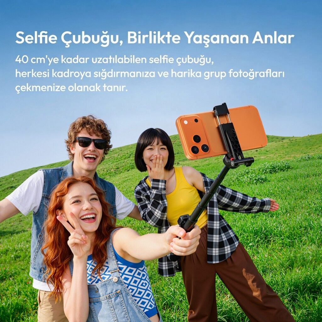 Ulanzi JJ21 Mini 3 in 1 Selfie Monopod – yakın plan görseli Ulanzi JJ21 Mini 3 in 1 Selfie Monopod yakın plan görseli