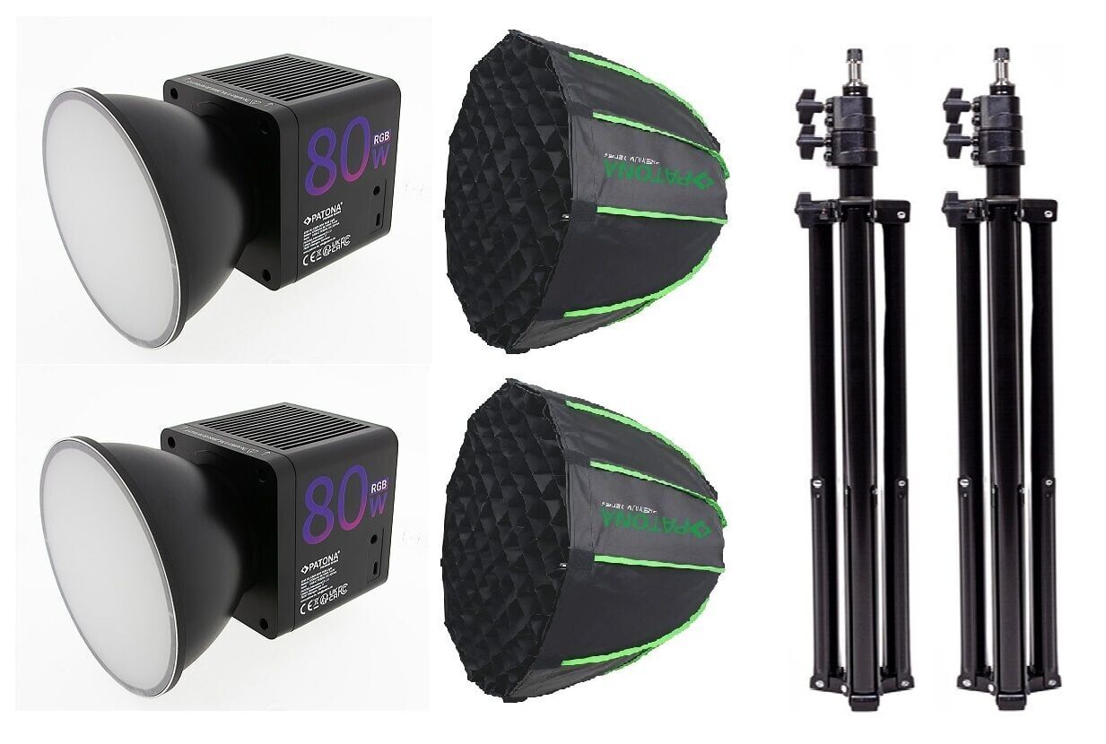 PATONA 4245 SL-80R 80W RGB LED Hızlı Kurulum  60cm Octagon Softbox Video ve Fotoğraf ışığı Çiftli Kit