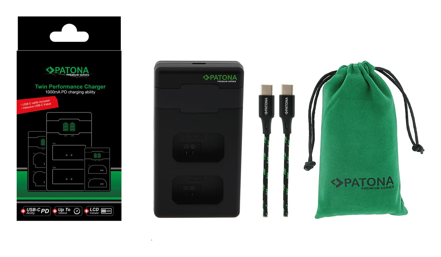 Patona Sony NP-FW50 Premium Twin Performance İkili USB Şarj Aleti Cihazı 161964