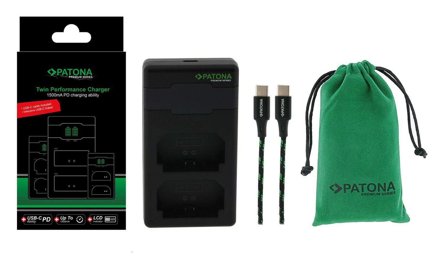 Patona Sony FP-FZ100  Premium Twin Performance PD Şarj Aleti USB-C Kablo Dahil 161858