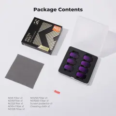 K&F Concept Insta360 Luna Ultra İçin 7 Parça ND Filtre Seti (ND8, ND16, ND32, ND64, ND128, ND256, ND1000)