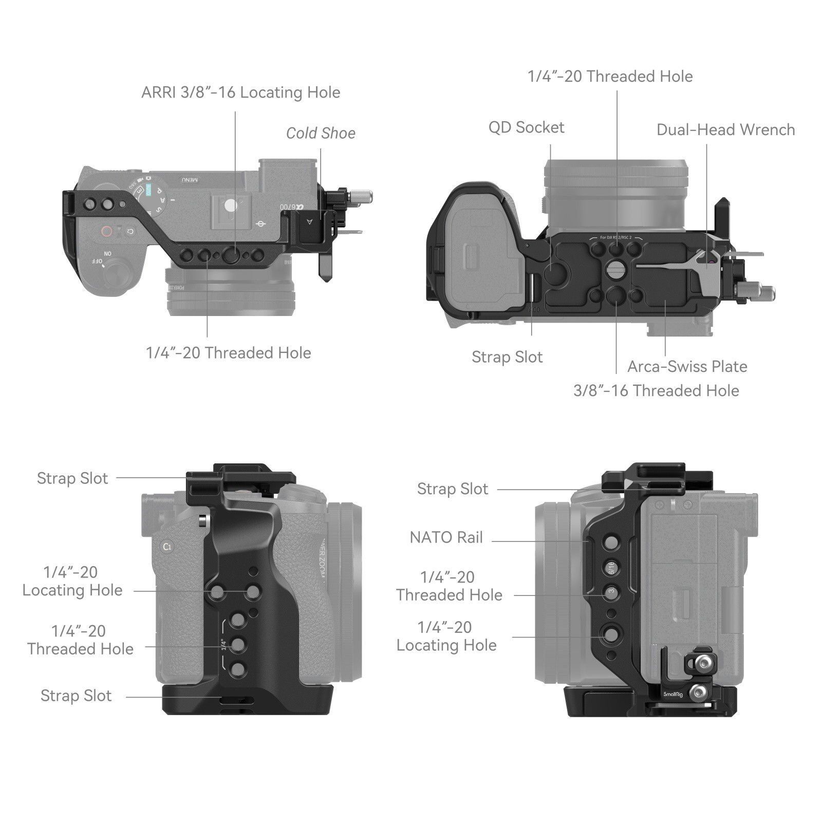 SmallRig 4336 Sony A6700 – farklı açıdan görünüm SmallRig 4336 Sony A6700 farklı açıdan görünüm
