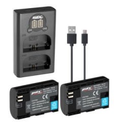 PDX LP-E6 İkili USB Şarj Cihazı ve İkili Batarya Kit