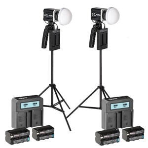 PDX KY-BK618 LED İkili Video Işığı, Batarya, Şarj ve Ayaklı Full Kit