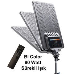 Gdx P300T BiColor Profesyonel Üçlü Youtube Yemek Videosu Makyaj Kuaför Işığı 80 Watt LED Video Panel Sürekli Işık